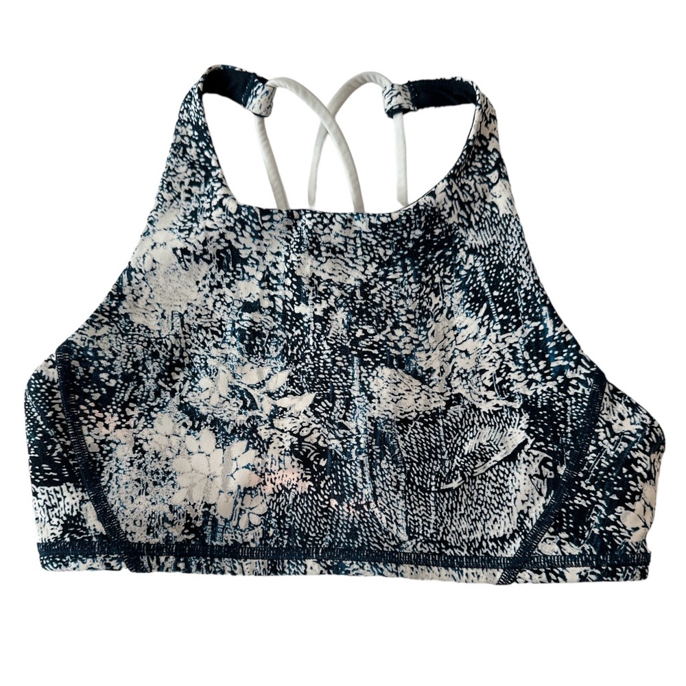 Lululemon Energy Bra Long Line Women’s Size 4 Cross Back Yoga Athletic‎ Gym Navy